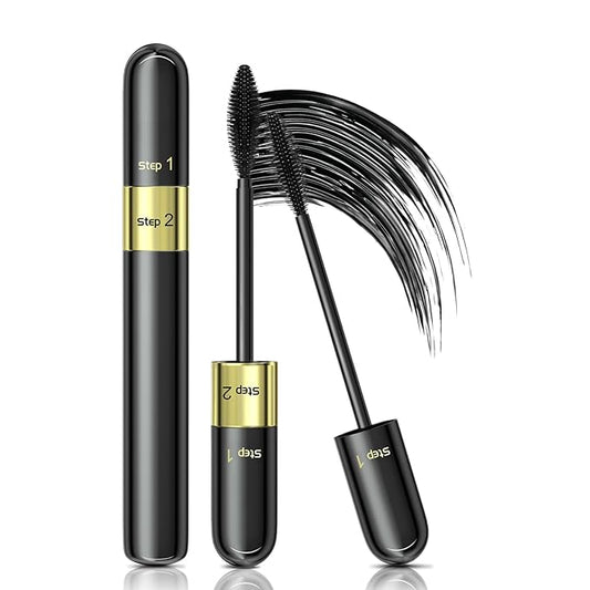 VIBELY 2 IN 1 Lash Cosmetics 4D Silk Mascara - 5x Longer, Waterproof, No Clumping, Long-lasting Black