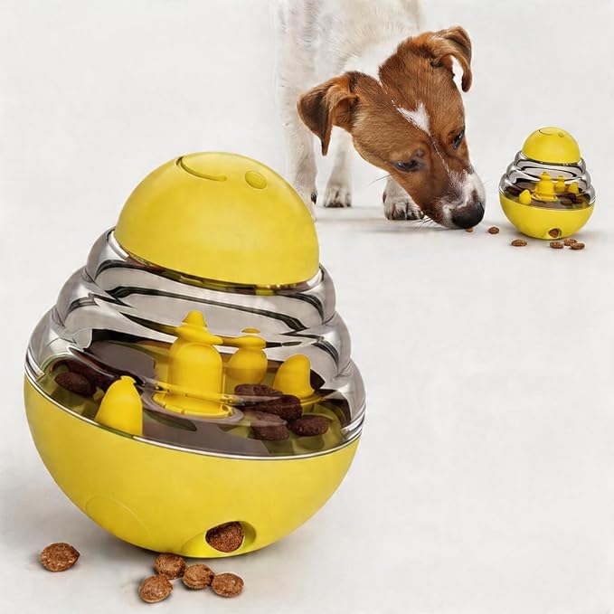 UFO Robot Planet Interactive Dog Toy, Treat Dispensing Puzzle for Large & Small Dogs, Enrichment Brain Stimulation & Slow Feeder to Keep Them Busy(Roly-Poly Toy Yellow)