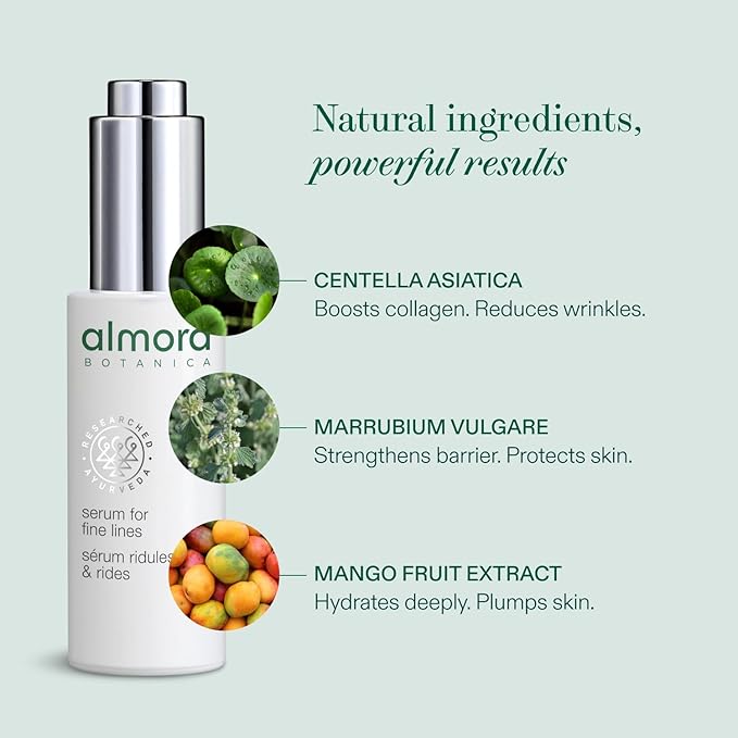 Serum for Fine Lines, 15mL | Anti-Aging Face Serum with SAPTA COMPLEX, Forsythosides B & Mango Extract | Restores Elasticity & Firms Skin | Clean, Vegan, Ayurvedic Skincare