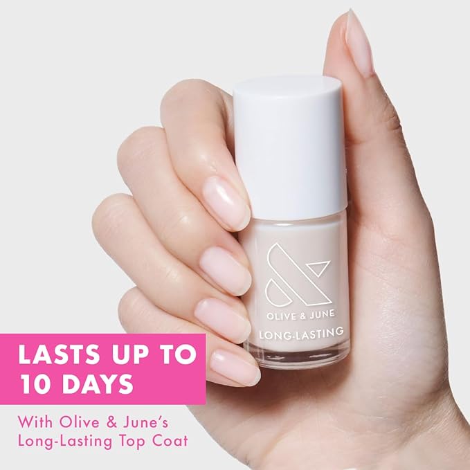 Olive & June Long Lasting Nail Polish | Spring Pastel Nails | Plump Gel-Like Finish No Lamp Needed | Lasts up to 10 days | Salon-Quality 15-Free Vegan & Cruelty-Free Chip-Resistant | BEB Sheer White