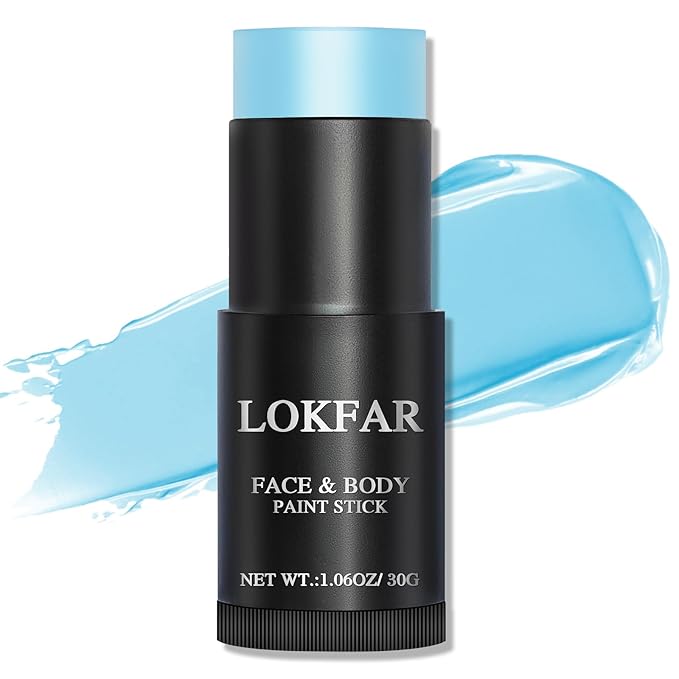 Light Blue Face Body Paint Stick, Eye Black Stick for Sports, Waterproof Full-Coverage Blue Face Makeup for Halloween Avatar Sally Corpse Bride Cosplay Makeup