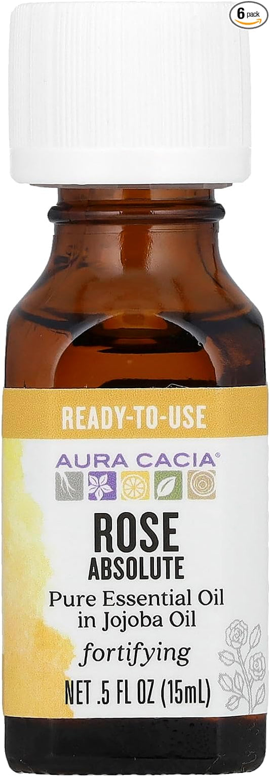 Aura Cacia Precious Essentials Rose Absolute Blend Jojoba Oil, 0.5 Ounce - 6 per case.6