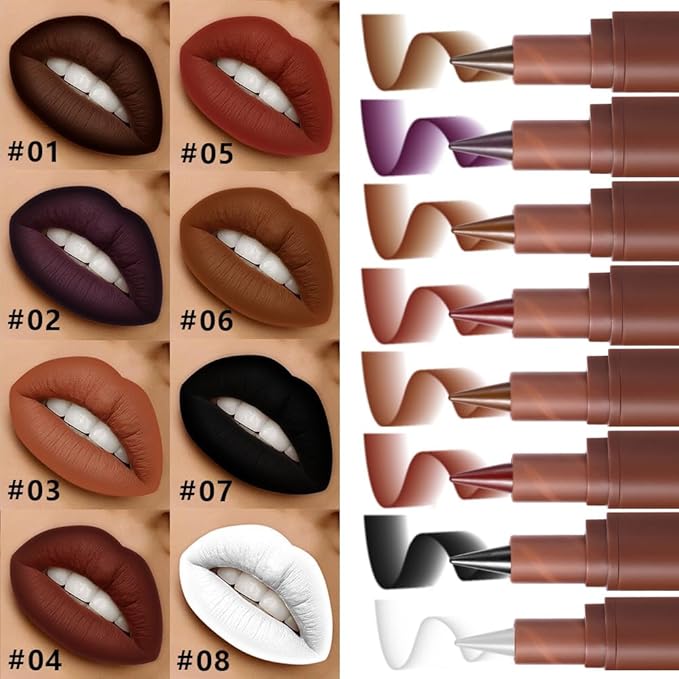 AMY'S DIARY Mocha Matte Crayon Lipstick Lip Makeup, Precision Tip Matte Lip Crayon, Longwear Up To 24Hrs, Lead The Way,Smudge Waterproof for Women Smudge Waterproof for Women (6#, 1 pc)