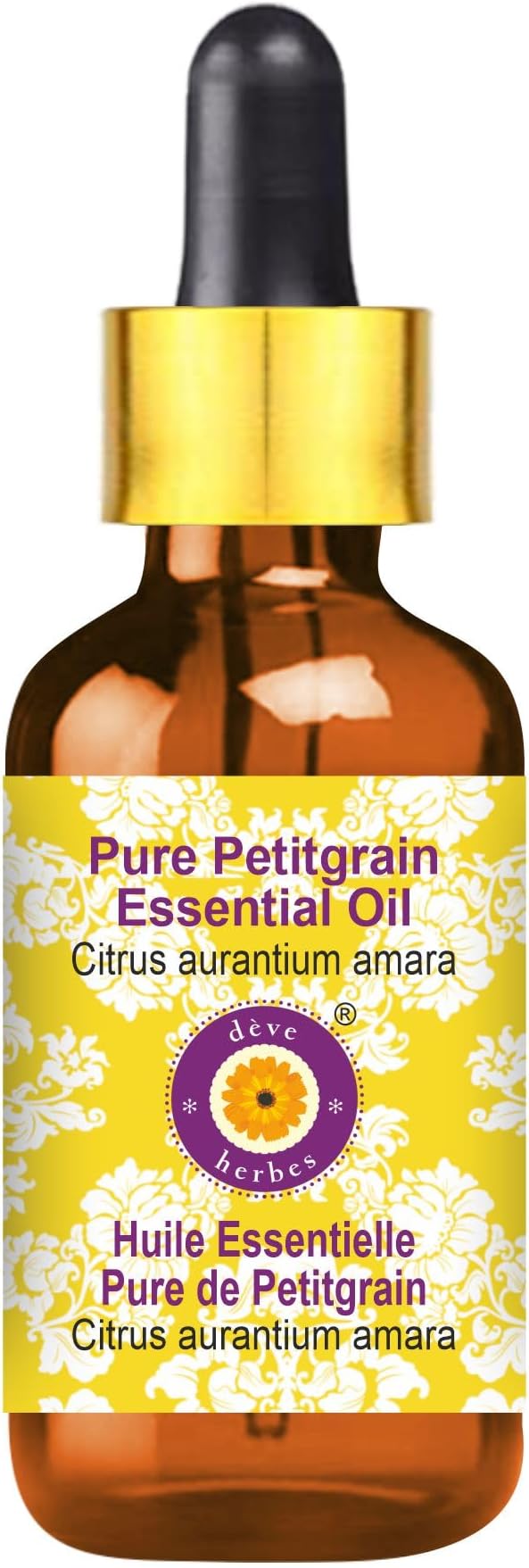 dève herbes Petitgrain Essential Oil (Citrus aurantium Amara) with Glass Dropper | Pure | Non-Sticky | Non-Greasy | Lightweight | Men & Women | All Skin Types | Steam Distilled 100ml (3.38 oz)