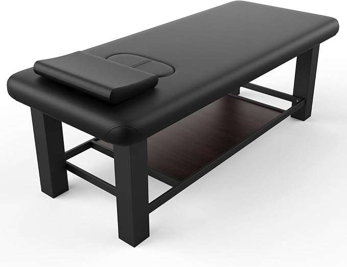 Dolonm 700LBS Heavy Duty Stationary Massage Table with Open-Chest & Headrest for Treatment, Physical Therapy, Spa Facial Professional Massage Bed, Thickening Metal Frame - Fixed Backrest