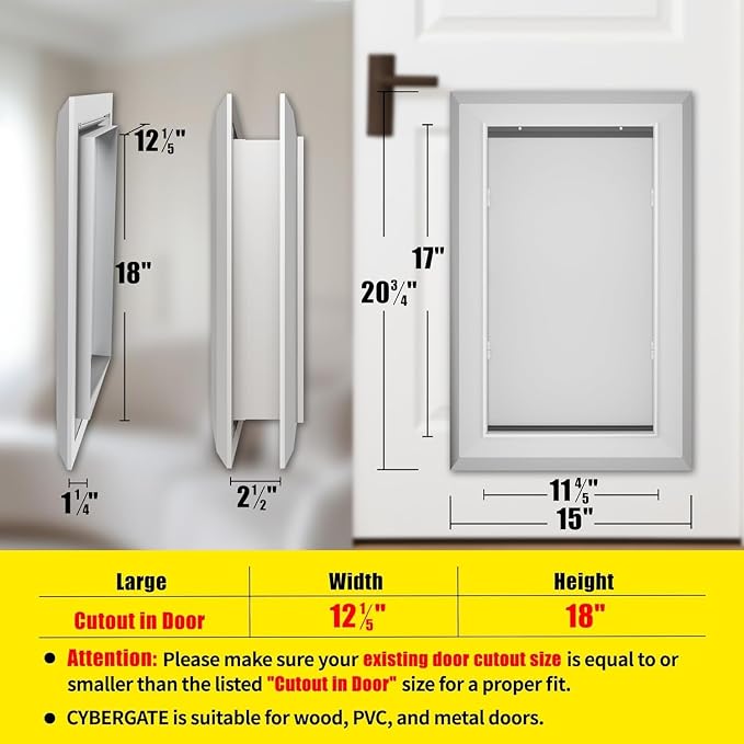 Large Heavy Duty Aluminum Dog Door, Double Flap for Extreme Weather