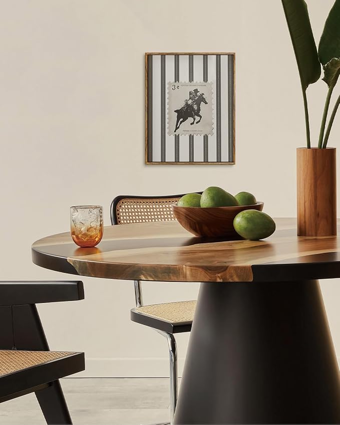 ZZLWBKGL Western Wall Decor Cowboy Canvas Art Bronco Framed Wall Art | Vintage Artwork Retro West Stamp Paintings Mid Century Bucking Aesthetic for Living Room Bedroom