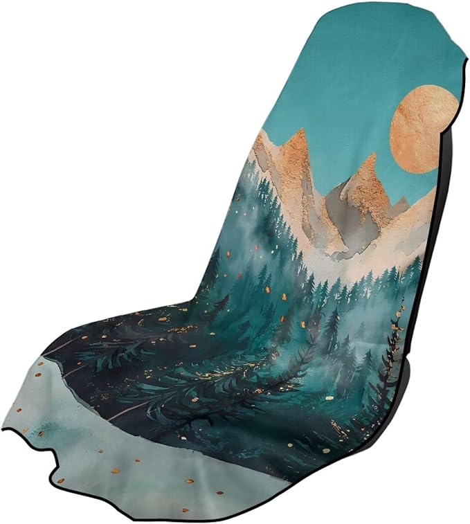 INSTANTARTS Mountain Peak Moon Car Seat Cover Protector Sweat Towel Multi-Functional Car Towel