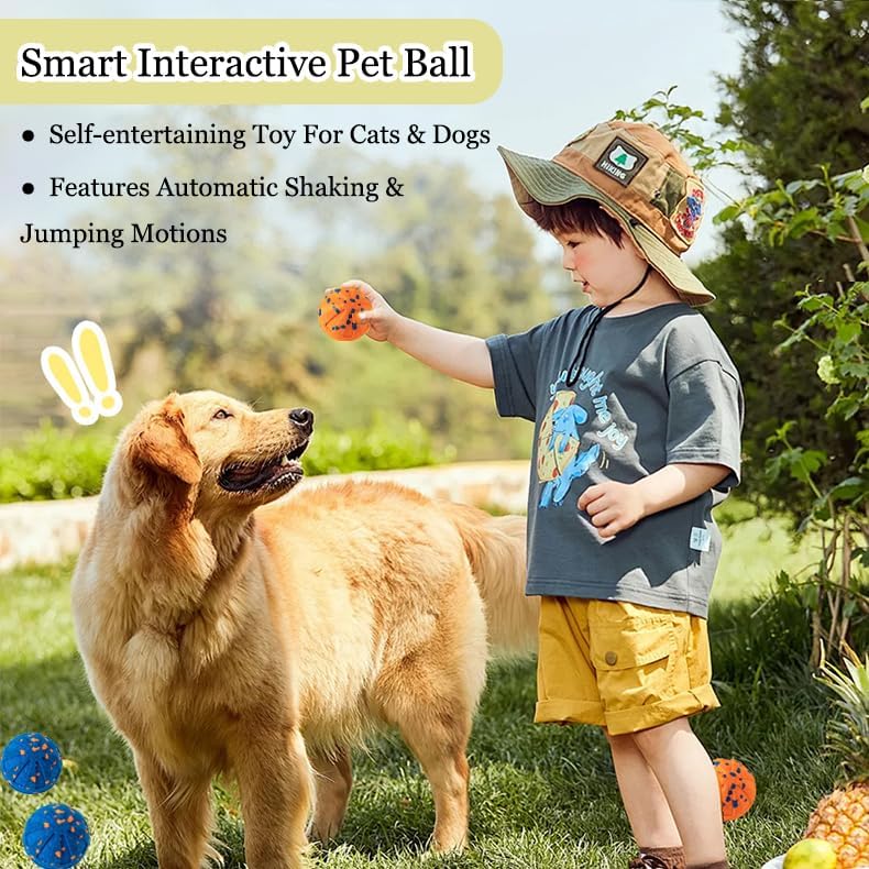 Interactive Dog Ball - Automatic Moving Rotating Bouncing 3 Play Modes, E-TPU Material, Smart Interactive Dog Toys for Small & Medium & Large Dogs, Ideal Gift for Dog Enrichment & Stimulation (Orange)