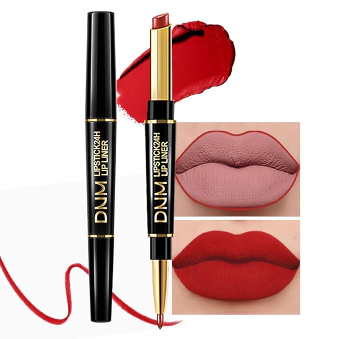 Kaely 2-in-1 Ruby Red Lip Liner & Lipstick Set Kit for Women, Matte Lips Kit with Lip Liner Lip Stains Long Lasting Waterproof 24 Hour Lipstick and Lip Liners Combo Lipliners Pencil Set 14
