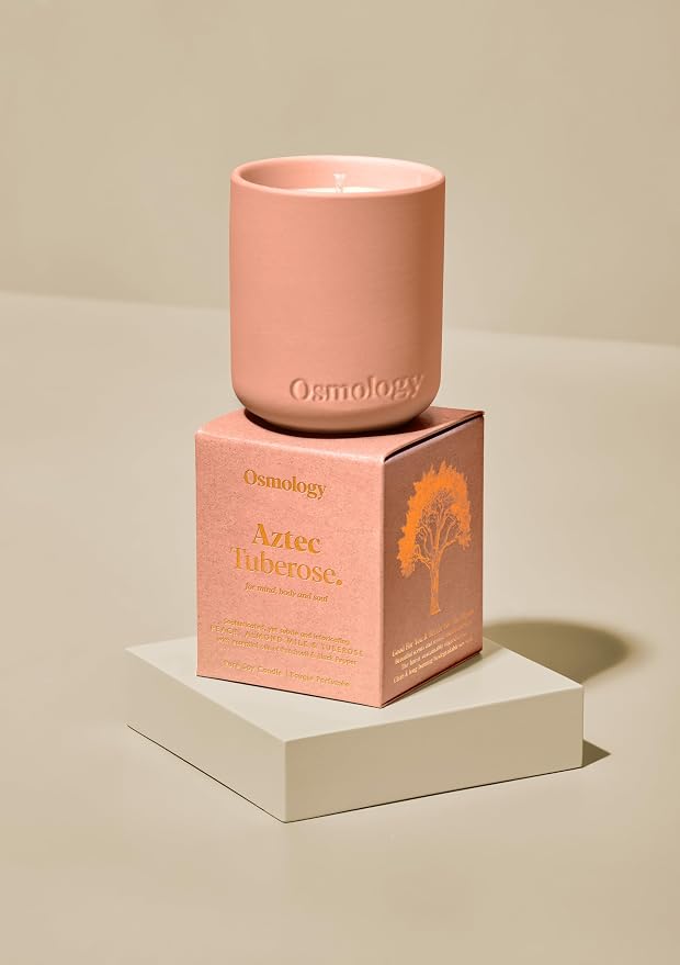 Aztec Tuberose Aromatherapy Candle – Peach, Almond Milk & Tuberose Scented Candle, Plant-Based Wax, Mini 4.5 oz, 15 Hour Burn Time, Floral & Sweet Candle