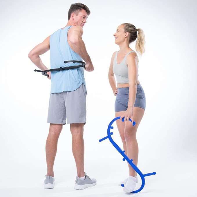 Body Back Buddy Elite FSA Eligible Trigger Point Massage Tool, Neck and Back Massager Handheld, Manual Self Massager, Massage Cane, Muscle Knot Remover with Instructions, 2-Pack Bundle (Black)