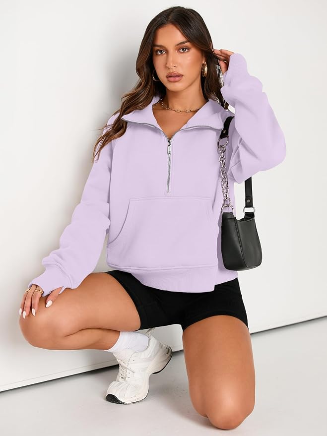 AUTOMET Womens Sweatshirts Half Zip Fleece Pullover Fall Outfits | Fall Fashion Clothes 2026,Cropped Sweatshirts,Cute Y2k Tops,Quarter Zipper Sweater,Winter Loungwear Outfits