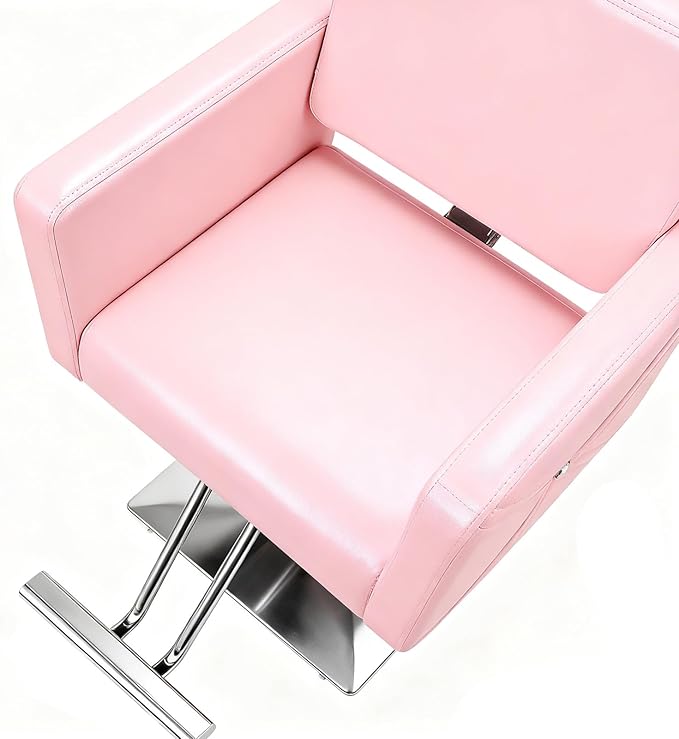 Barber Salon Chair for Hair Stylist, Heavy Duty Hydraulic Pump Stylist Chair, 360 Degrees Rolling Swivel Adjustable Spa Beauty Equipment for Barbershop/Home, Black (Pink)