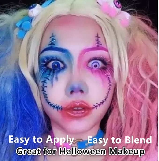 Go Ho Royal Blue Face Paint Washable,Water Based Cream Blue Face Body Paint,Halloween Cosplay SFX Smurf Mystique Avatar Clown Makeup,Highly Pigmented,Smooth and Safe for Skin