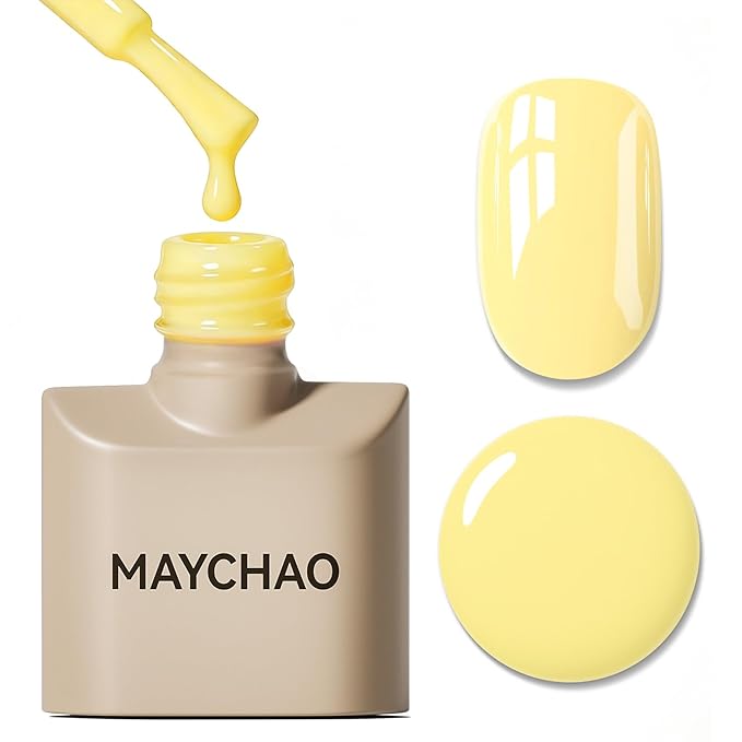 MAYCHAO 15ML Goose Yellow Gel Nail Polish 1Pc Bright Pastel Butter Yellow Gel Polish Soak Off UV LED Nail Polish Nail Art Starter Manicure Salon DIY at Home, 0.5 OZ