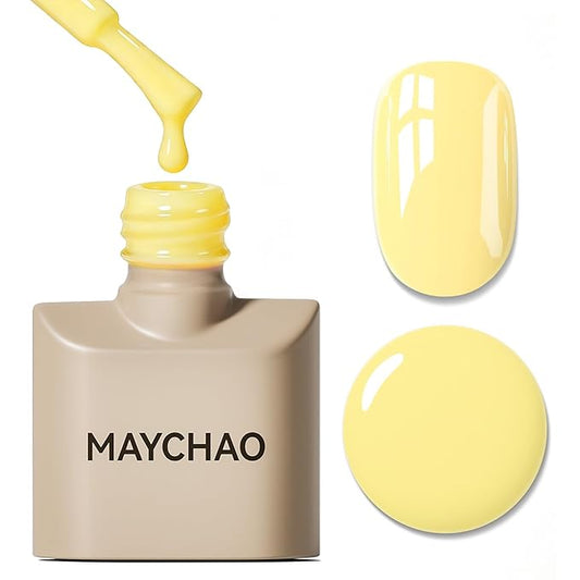 MAYCHAO 15ML Goose Yellow Gel Nail Polish 1Pc Bright Pastel Butter Yellow Gel Polish Soak Off UV LED Nail Polish Nail Art Starter Manicure Salon DIY at Home, 0.5 OZ