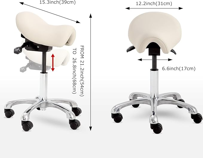 Ergonomic Saddle Chair - Adjustable Saddle Stool for Salon Spa Drafting Tattoo and Lash Tech