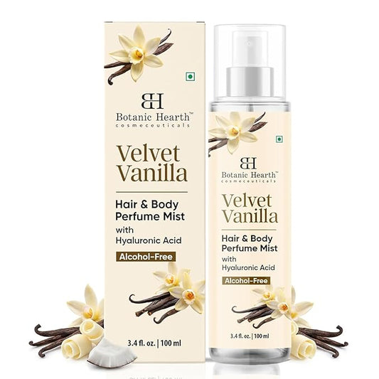 Botanic Hearth Vanilla Hair Perfume & Body Mist, Long-Lasting Hair Deodorizer & Body Scent for Women & Men, Alcohol-Free Clean Fragrance Hair Spray For Everyday Wear, All Day Freshness, 3.4 Fl Oz