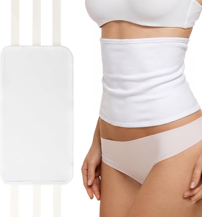 Kifmurase Castor Oil Pack Compress Wrap for Liver Detox, White Soft Cotton Organic Castor Oil Wrap for Stomach, Reusable and Mess-Free, Improve Sleep and Digestion(Castor Oil Not Included)