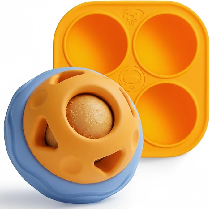 Nocciola Enrichment Dog Licking Toy Set, Frozen Treat Molds & Interactive Feeder for Aggressive Chewers, Freezable Rubber Dog Lick Bowl Long-Lasting to Keep Them Busy, Engagement & Anxiety Relief
