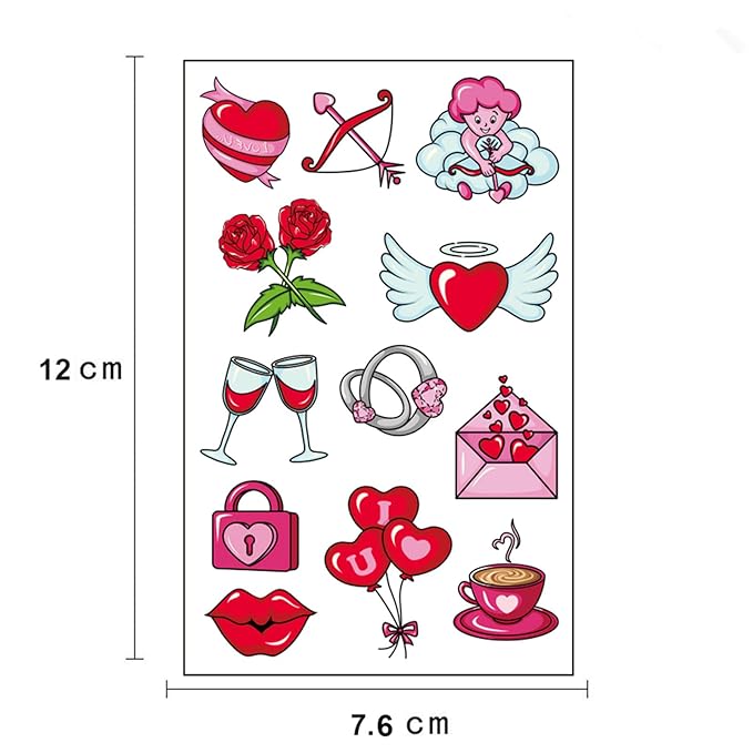 Temporary Tattoos for Women Wife, 105PCS Wedding Love Confession Couple Bridesmaid Romantic Party Body Stickers, Valentine's Day Fake Tattoos, Heart Flower Angel Decorations Gifts for Kids Boys Girls