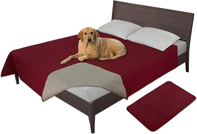 Easy-Going Waterproof Dog Bed Cover, Non-Slip Pet Blanket, 120x82in | Christmas Red, Leakproof Couch Cover, Machine Washable Furniture Mattress Protector, Soft Sofa Mat For Dogs, Pet Friendly