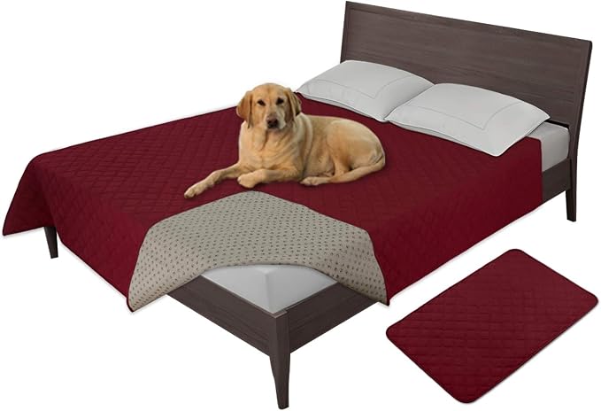 Easy-Going Waterproof Dog Bed Cover, Non-Slip Pet Blanket, 52x82in | Christmas Red, Leakproof Couch Cover, Machine Washable Furniture Mattress Protector, Soft Sofa Mat For Dogs, Pet Friendly