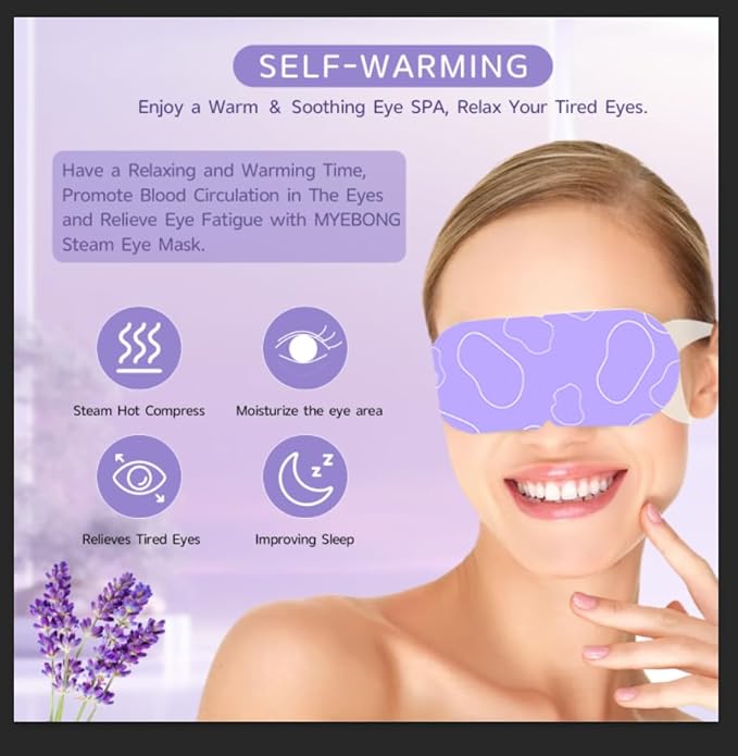 48 Packs Steam Eye Mask for Eyes, Warm Compress Eye Mask, Self Heating Eye Masks Help for Eye Spa, Disposable Heated Eyes Mask for Sleeping Relief Stress Eye Fatigue(Lavender)