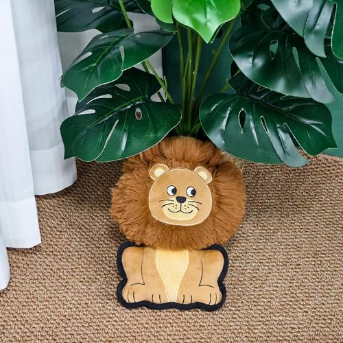 9.45 Inch Yellow Lion Squeaky Plush Dog Toy, Durable Chew Toy for Puppy Teething, Interactive Fetch Toy for Small Medium Large Dogs