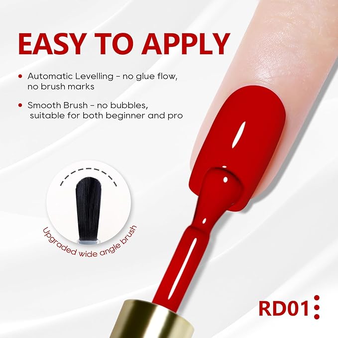 Red Gel Polish 1 Pcs 13ml, Bright Red Gel Nail Polish Red, Neon Red Gel Polish for UV Light Easy to Apply Soak Off Red Nail Polish Manicure Salon DIY at Home Suitable for Beginners