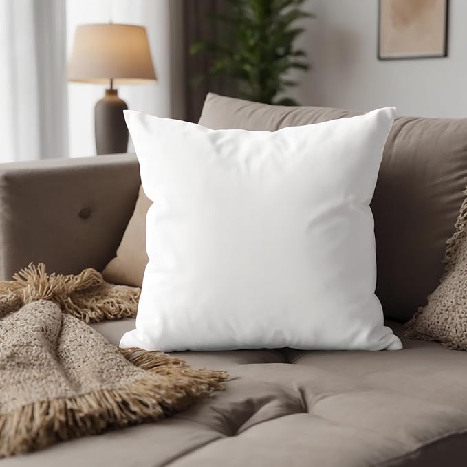 CanvasChamp Throw Pillow Inserts Pack of 2, Lightweight Soft Polyester Decorative Pillow Covers - 16" W x 16" H Bed & Couch Pillows