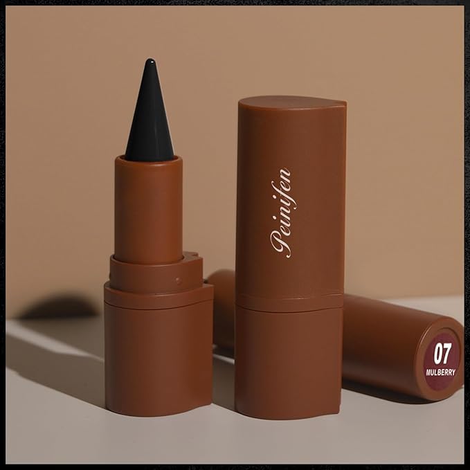 3 Colors 2 in 1 Gothic Lip Liner Set, Matte Dark Brown Red Black Lip Liner Plumping Smooth Creamy Lip Pencil, High Pigmented Long lasting Lip Stain Lipstick Goth Halloween Makeup, 06+07+08