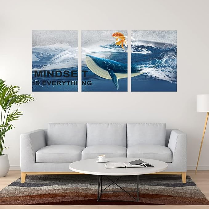 Inspirational Canvas Paintings 3 Panels Motivational Wall Art Inspirational Wall Art Entrepreneur Quotes Artwork Painting Picture for Framed Office Home Decoration Living Room Bedroom 60" W x 28" H