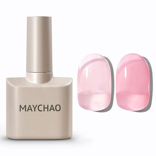 MAYCHAO Jelly Gel Nail Polish -15ML Jelly Pink Gel Polish Soak Off UV LED Pink Nail Polish for DIY Manicure Home Salon Nail Art, 0.5 OZ