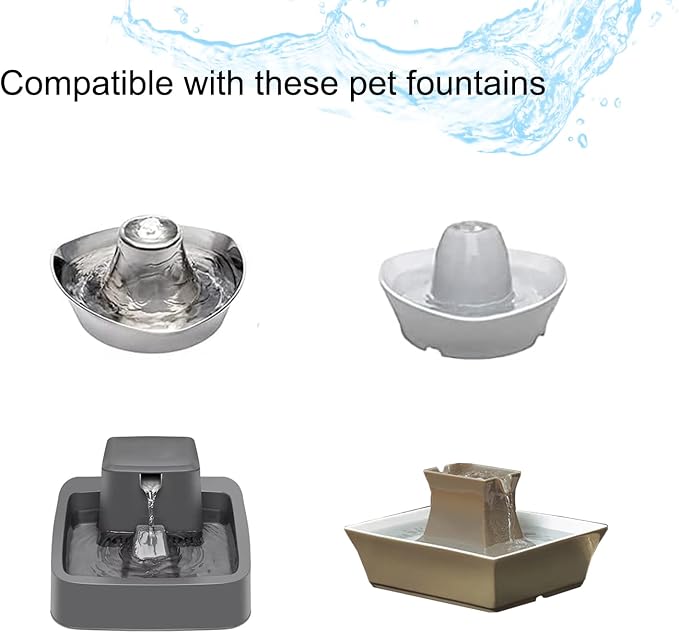 32 Pack Pet Fountain Replacement Filters, 16 Carbon and 16 Foam Pre-Filters | For Select Ceramic and Stainless Pet Fountains; Carbon Reduces Odors, Foam Catches Hair and Debris to Support Pump Care