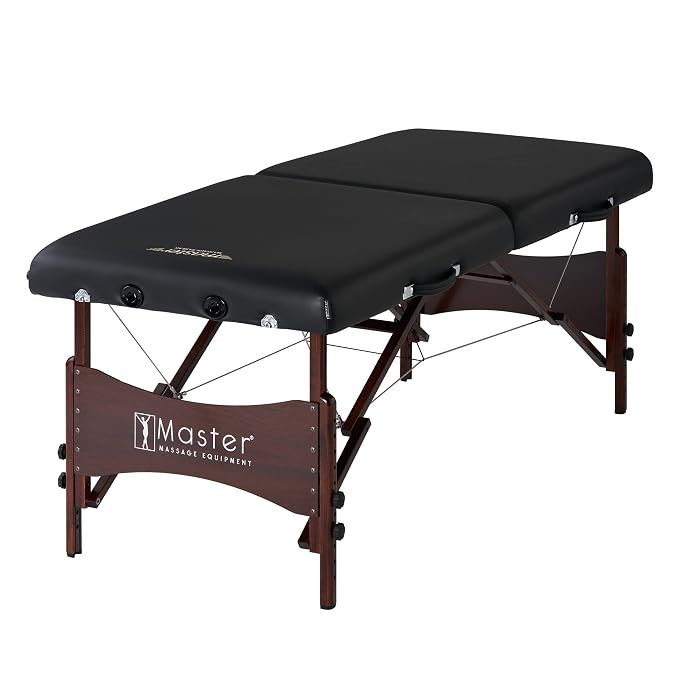 Master Massage Roma II Portable Massage Table Bed Package with 2.5" Cushion, Half Round Bolster, Disposable Face Cover, Black, 30" Salon Beauty Tattoo Lash Facial Bed