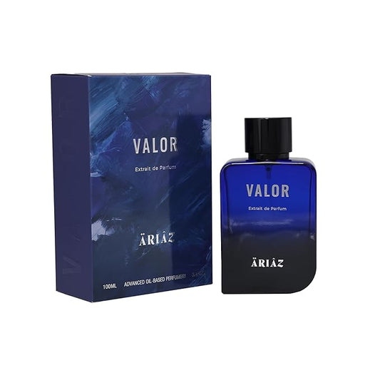 ARIAZ Valor Men Extrait De Parfum 3.4 Oz - Spicy Amber Woody Cologne with Apple, Bergamot, Pepper, Oud, Sandalwood & Amber - Smoky Intense Nighttime Fragrance for Fall & Winter