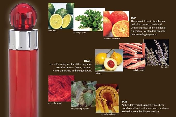 Perry Ellis 360 Red 3.4oz EDT Spray, 6oz Body Spray, 3oz Shower Gel, 7.5ml EDT Spray Men 4 Pc Gift Set
