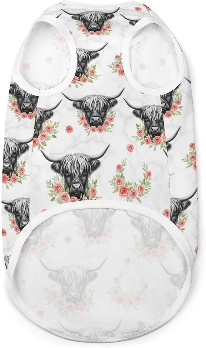 Cat Shirt Dog Cute Clothes Breathable Beach Seaside Puppy Shirt Sweatshirt Western Cowboy Animal Rose Grey Marble Flower Bull Cattle Highland Cow