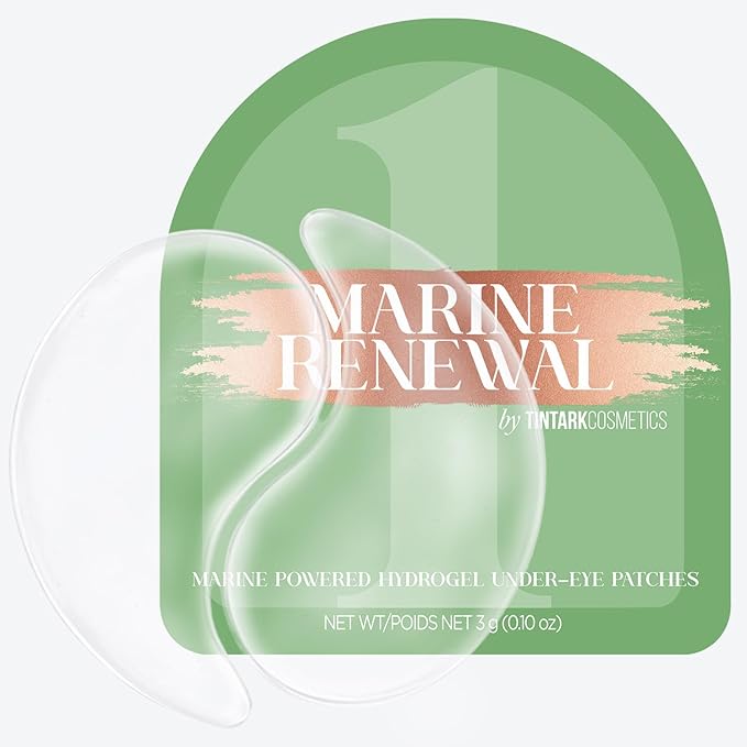 Tintark Marine Renewal 1 Hydrogel Under Eye Patches (28 Pairs), Oceanic Barrier Recovery & Deep Hydration Eye Mask with Kelp Ferment, Ectoin & Ceramides - Soothing Treatment for All Skin Types