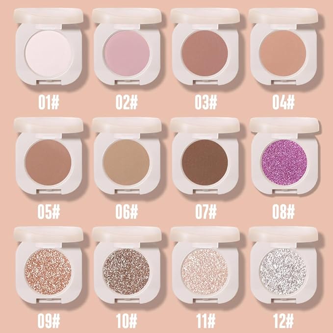 Purple Glitter Shimmer Sparkle Eye Shadow Palette Makeup for Older Women, Glitter Shimmer Metallic Holographic Iridescent Cream Iridescent Single Monochrome Eyeshadow Makeup, 08
