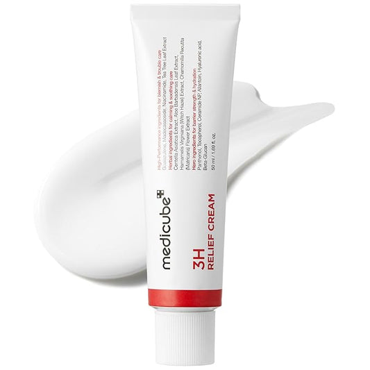 medicube 3H Daily Relief Cream | Daily Soothing Moisturizer for All Skin Types | Lightweight Comforting Cream Ideal For Use After Spot Care | Guaiazulene, Centella, Ceramide for Balance and Hydration