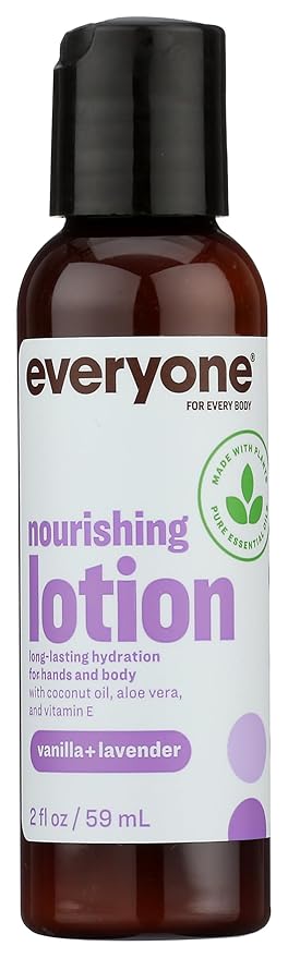 Everyone 2-in-1 Lotion for Hands/Body Travel Size: Vanilla and Lavender, 2 Ounce made with Essential Oils for Men and Women