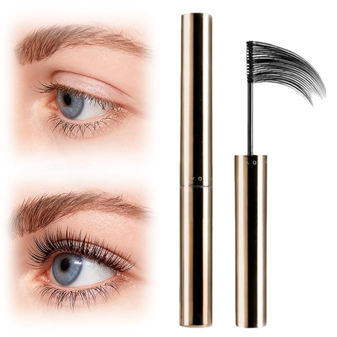 Ultra-Fine Lengthening Waterproof Quick-Dry Mascara, Waterproof Quick Drying Curling Mascara, Iron Wand Mascara, 3D Curling Eyelash Long, Lasting Smudge-Proof No Clumping (Black)