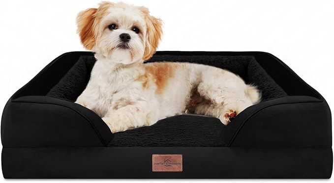 Comfort Expression Waterproof Orthopedic Dog Bed for Medium Size Dog | Supportive Egg Crate Foam Medium Pet Bed with Removable Bolster, Dog Couch with Washable Cover & Non-Slip Bottom, 28x19 Inch