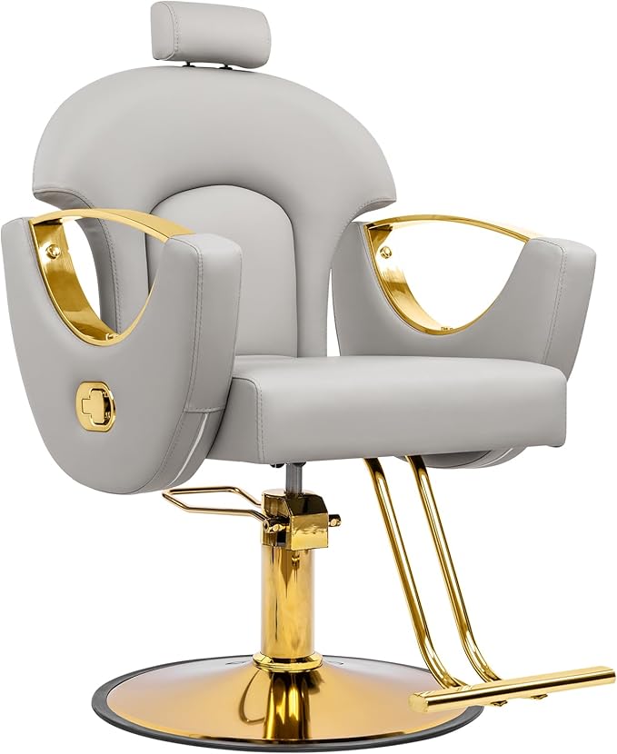 Reclining Barber Chair Styling Hair Chair for Home Barbershop Height Adjustable 360 Swivel Salon Chair for Hair Stylist