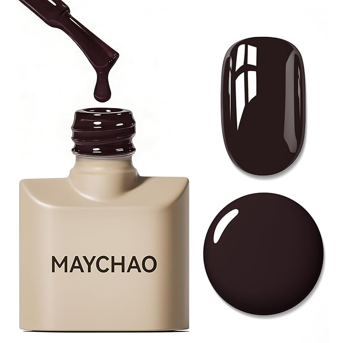 MAYCHAO 15ML Gel Nail Polish 1Pc Dark Brown Gel Polish Soak Off UV LED Nail Polish Nail Art Starter Manicure Salon DIY at Home, 0.5 OZ