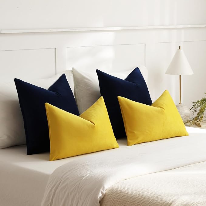Euro Sham Covers 26x26 Navy Blue: Pack of 2 Cozy Soft Square Modern Luxury Decorative Throw Pillow Cases for Sofa Couch Living Room Bed Home Decor