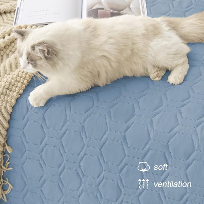 Tcksstex Waterproof and Anti-Slip Dog Bed Cover and Pet Blanket Sofa Pet Bed Mat ，car Incontinence Mattress Protectors Furniture Couch Cover for Most Cats Dogs, Pets（82x102-Stoneblue）